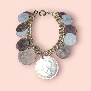Vintage & antique coin charm bracelet
